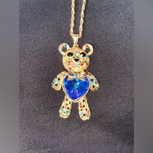 Teddy bear birthstone pendant